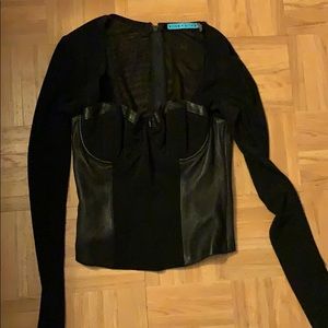 Leather and sheer bustier